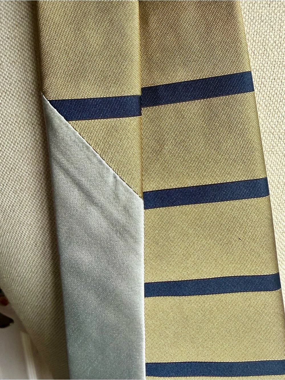 Classic Beige and Navy Striped Men’s Tie